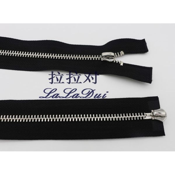 Non Lock Slider 20 Inch Two Way Metal Zip Black Polyester Tape For Backpack