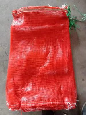 Saco de malha de tecido de linho de PP vermelho com cordas de tração Sacos de malha tubular 1,4 mm X1,6 mm