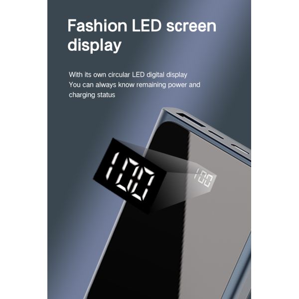 Double Usb Portable Power Bank Lightweight 10000Mah With LED Display Light
