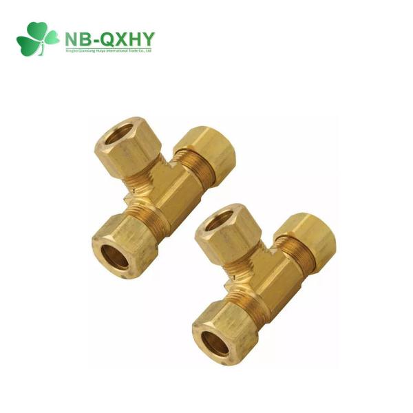 GB Standard 3/8 Brass Copper Compression Fittings Plumbing Tee for Water System