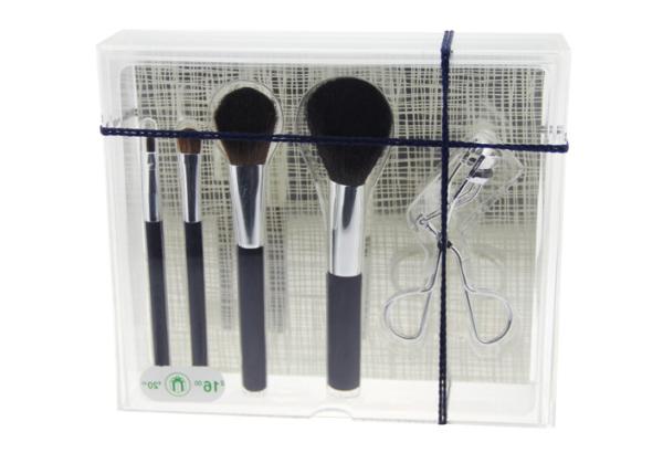 Cruelty Free Travel Makeup Brush Set With Cement Handle Siver Aluminum