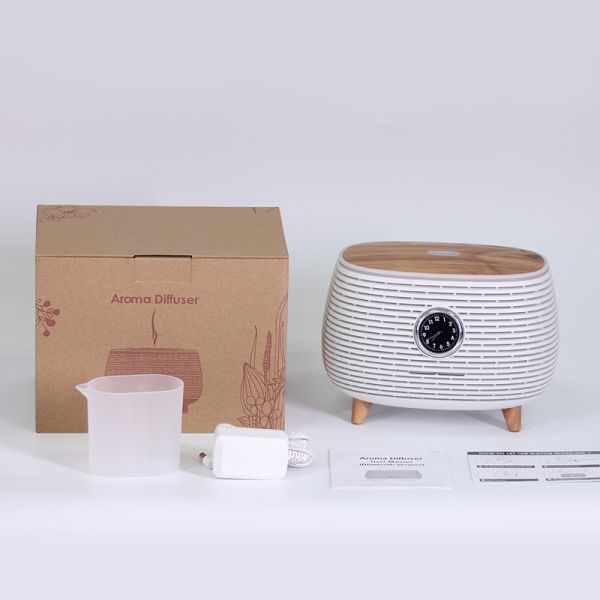 New Design Smart Bedside Decoration Ultrasonic Cool Mist Humidifier Essential Oil Aroma Diffuser With Speaker and Clock