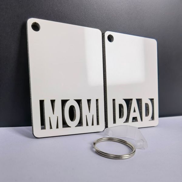 MDF Sublimation MOM DAD Keychains Blanks