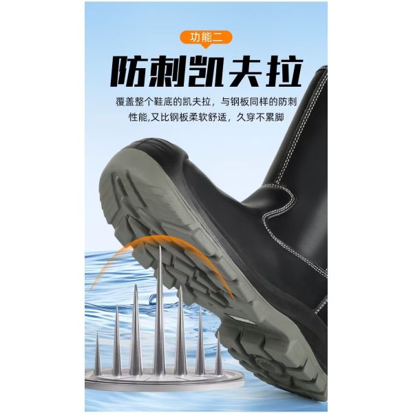 OEM Black High Top Microfiber Leather Security Work Boots with EN-standard Steel Toe and Puncture Resistant Midsole