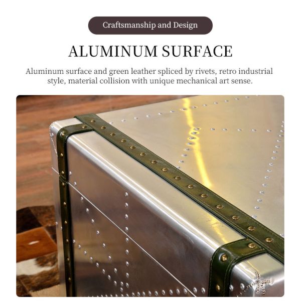 Nidea #8655 Retro Industrial Loft Style Aluminum Multifunction Coffee Table Cabinet for Villas Living Room Unique Furniture