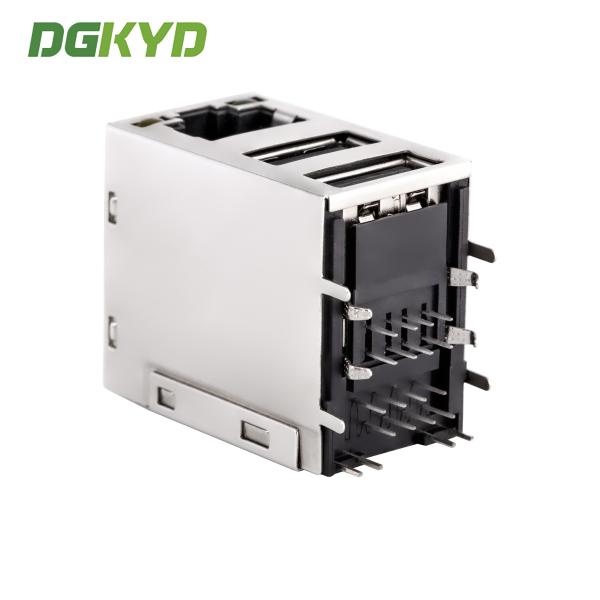 3デッキのUSB RJ45コネクタ,USB2.0 KRJ-USB2YGWTNLのダブルUSBジャック付きRJ45