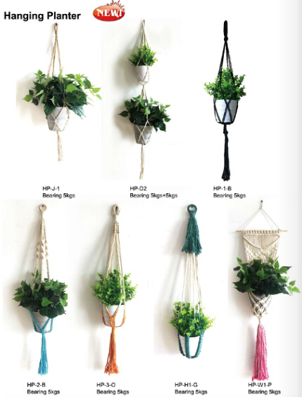 COTTON ROPE BRAIDED FLOWER POTS HOLDER, DECORATIVE MACRAME PLANT HANGERS, HOUSEHOLD ARTICLES