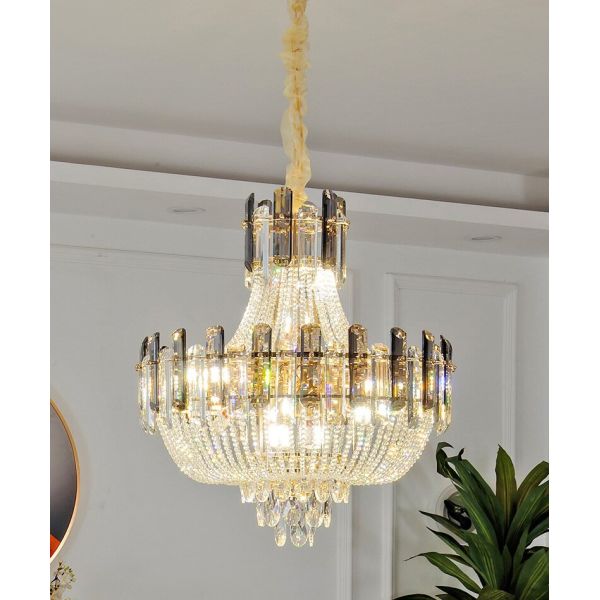 Luz colgante de araña de cristal para comedor, moderna, LED, para sala de estar, decoración de arte de hotel, lámpara colgante rectangular