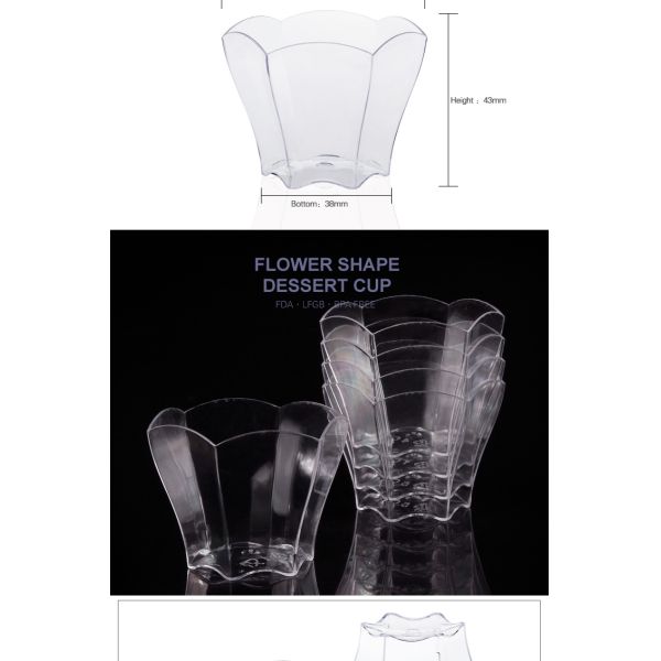 Party supplies flower shape plastic disposable dessert cup for ice cream