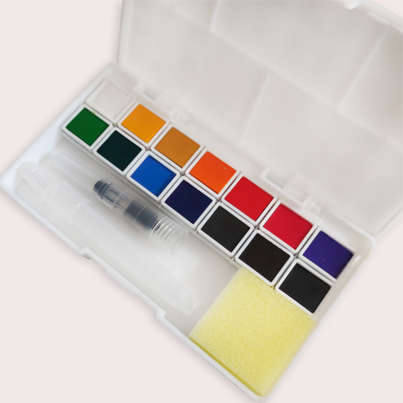 14Colours OEM high quality kids drawing water-based solid transparent watercolor painting set