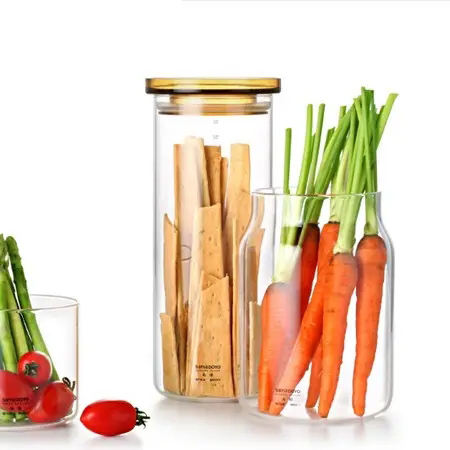 Custom Air Tight Tea Leaves Glass Bamboo Containers Canister Heat Resistant