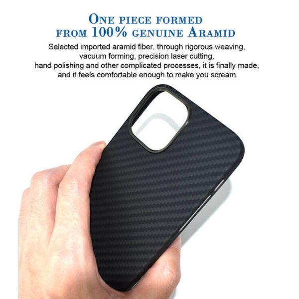 Caja real de la fibra de Aramid del carbono de la protección completa militar para el iPhone 12
