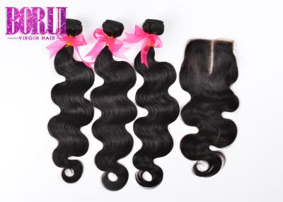 Extensões da onda do corpo do Virgin, 3 pacotes do cabelo malaio com o fechamento não processado