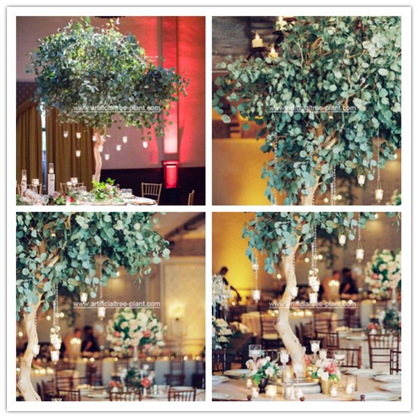 Solid Eucalyptus Leaves Artificial Evergreen Trees Wooden Box Packing