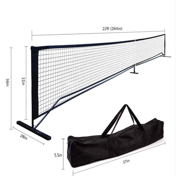 Square Hole 22FT 36IN Portable Pickleball Net Set For Beginners Training