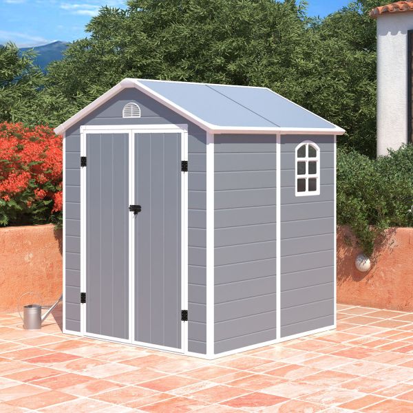 Fixed Window Plastic Garden Shed Garden Building 6.5 Feet Small Plastic Garden Shed