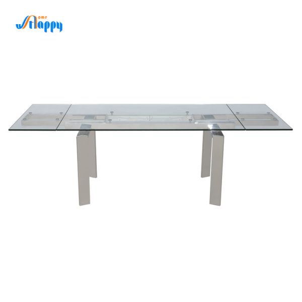 Versatile Modern Glass Dining Table 1400*900mm With Extension Design