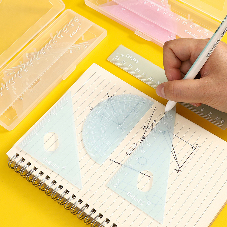 Wholesale Cheap Math Geometry Tool Ruler Set Customized Student Easy Painting Ruler For Fashion