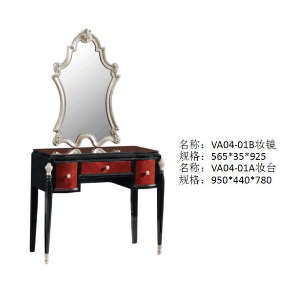Luxury house of Villa Bedroom furniture Dresser with Mirror stand in Beech wood carving
