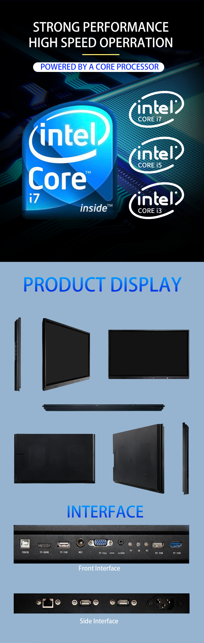 86-Inch Android LCD Interactive Smart Board with White LCD and Black Frame for School & Office Touch Screen Digital Board
