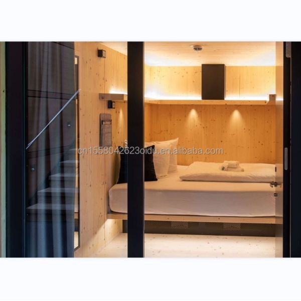 EU 10ft Modern Wooden Prefabricated Mini Bed Cabin for Supermarket or Office Wall 50/75/100mm Wave Sandwich Panel