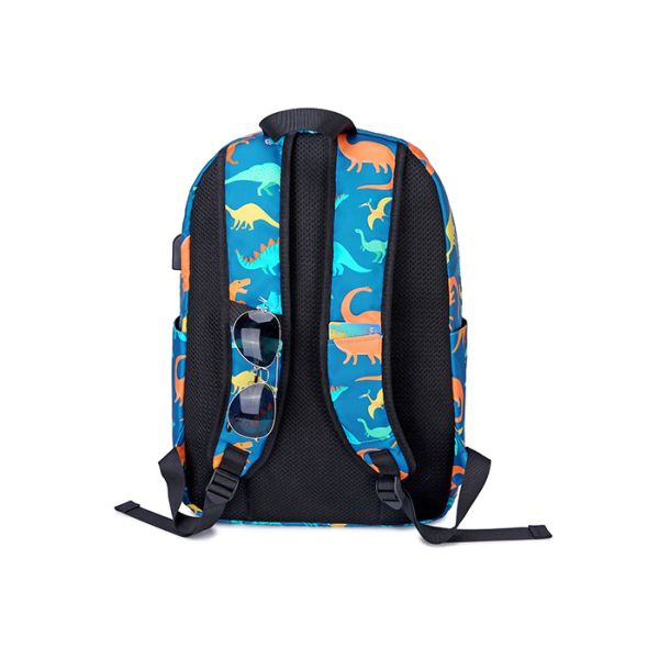 Blue Dinosaur Polyester Lining Kids School Backpack Waterproof Lightweight