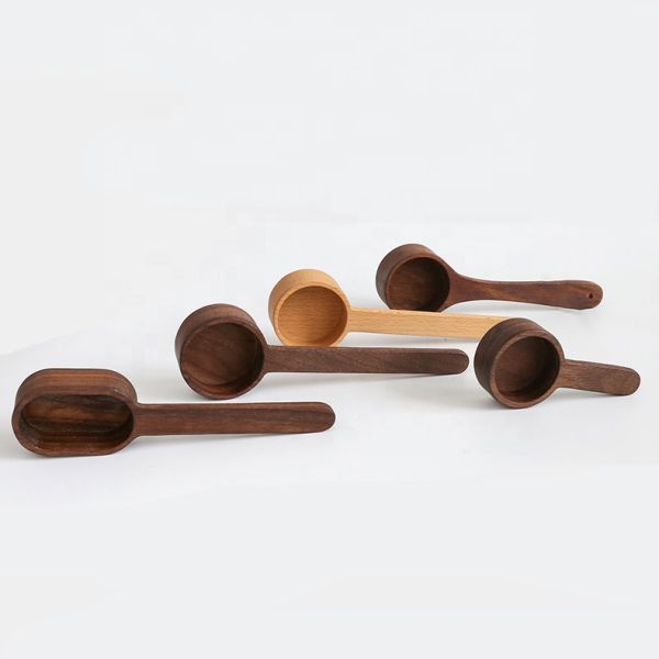 Acacia Wooden Kitchen Utensils Coffee Bean Wooden Measuring Spoon Black Milk Powder Spoon
