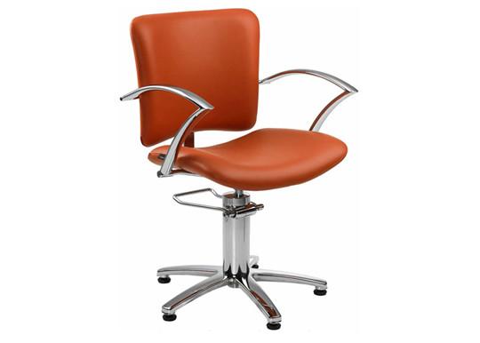 High End Steel Star Salon Hair Styling Chairs With Metal Hand Rest , Orange Color
