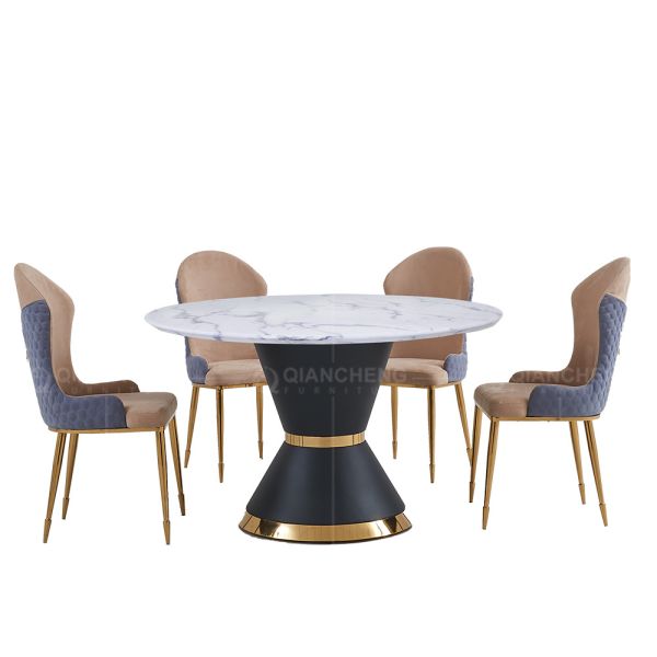 French Style 20mm Luxury Marble Dining Table 200x100x75cm Stainless Steel Frame