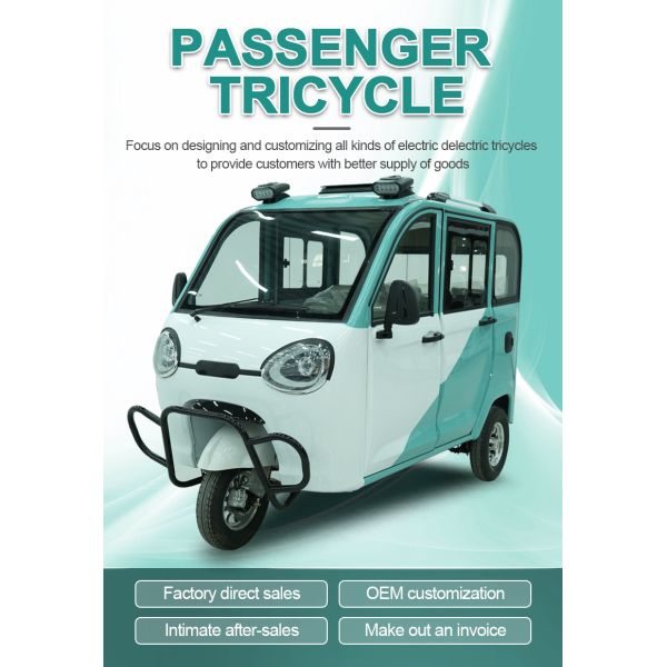 Enclosed Electric Passenger Tricycle Battery Operated Auto Rickshaw Tuk Tuk 1800W