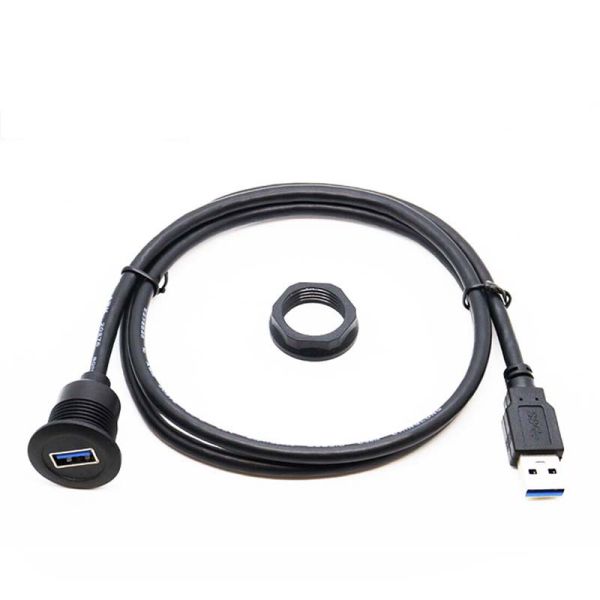 USB 3.0 mâle à femelle câble d'extension imperméable à l'eau avec panneau de montage à vide pour voiture camion bateau ordinateur moto