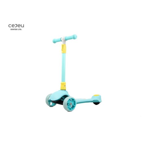 Blue 3 Wheel Kids Scooter PU With Adjustable Height