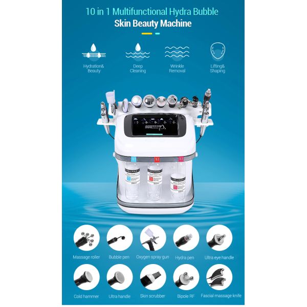 Portable Hyro H2o2 Small Bubble Hydra Aqua Peel Facial Machine 10 in 1