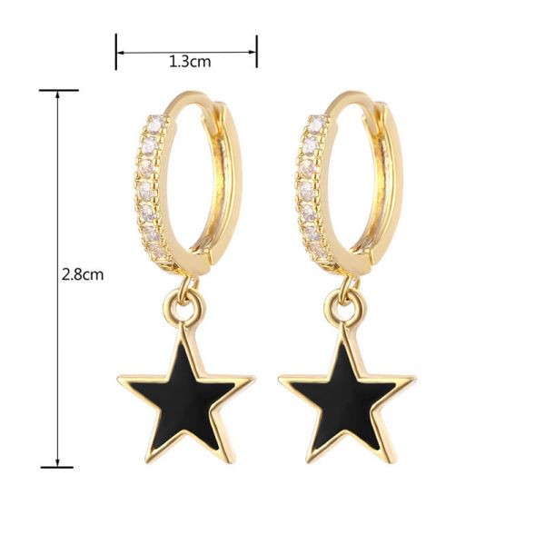 Colores de esmalte de la estrella de la correa de los aretes reales 925 de plata esterlina de los aretes de rodio