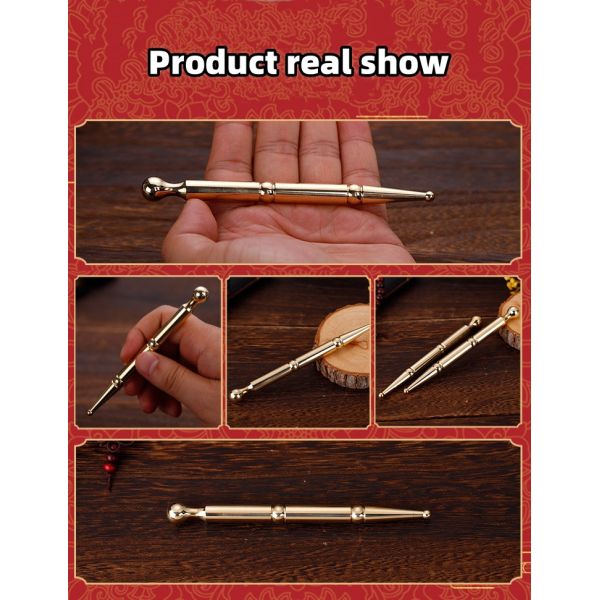 Metal Body Probe Acupressure Stick Pen Advanced Brass Acupoint Therapy Ear Massager for Body Massage
