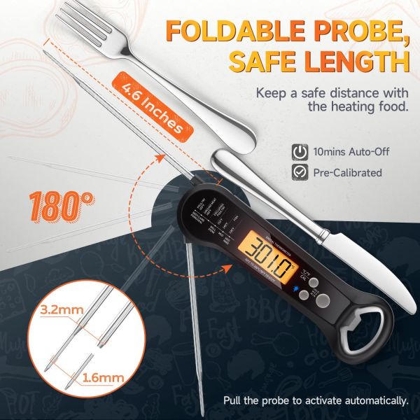 Portable Digital Display Waterproof Kitchen Temperature Sensors Thermometer