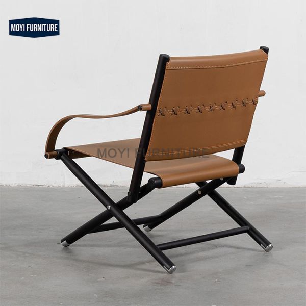 No Electric Italian Designer Light Luxury Living Room Folding Chair Portable Leather Wood Recliner Armchairs Villa Home