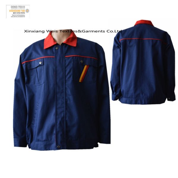 Navy Blue Flame Retardant Arc proof Jacket Coat / Men And Women FR Factory Workwear For Machinery Industry