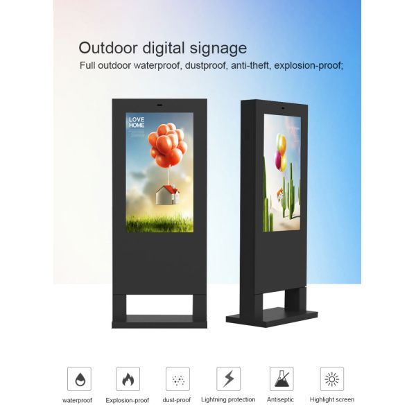 Free Standing Outdoor Advertising LCD Display 43 Inch Waterproof Kiosk 1920*1080