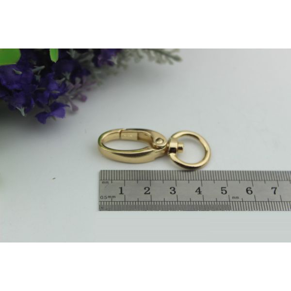 High quality custom nickel color 15 mm round shape eye bolt snap hooks for sling bags