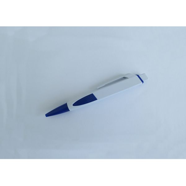 White Plastic Ball Point Pen with Rubber and logo for Promotion (P3025)