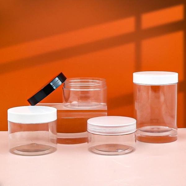 Food Packaging 250ml 500ml Black Amber Clear Pet Plastic Jar With Plastic Lid