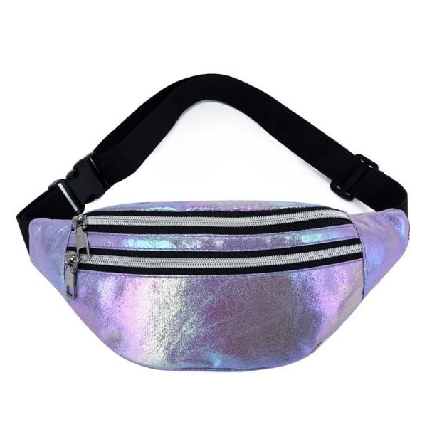 Stylish Customized Color Holographic Fanny Pack Waist Bag for Girls Laser PU Material