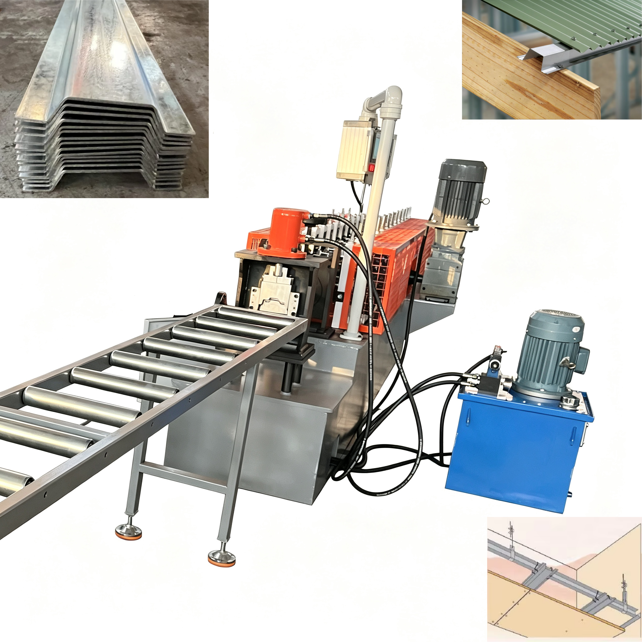 0.4-1.0 mm Reinforcement Rib Omega Hat Roof Batten Furring Channel Roll Forming Machine Roofing Ceiling Support Construction