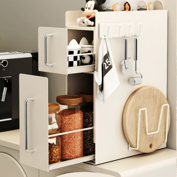 Kitchen Storage Dustproof Cabinet Double-layer Seasoning with Door Can Be Pulled Out Magnetic Spice Rack Set Organizer