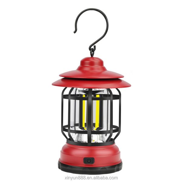 2024 Hot Selling Outdoor Camping Tent Lamp Multifunctional Retro Hanging Horse Lamp Cob Emergency Dry Battery Portable Lamp