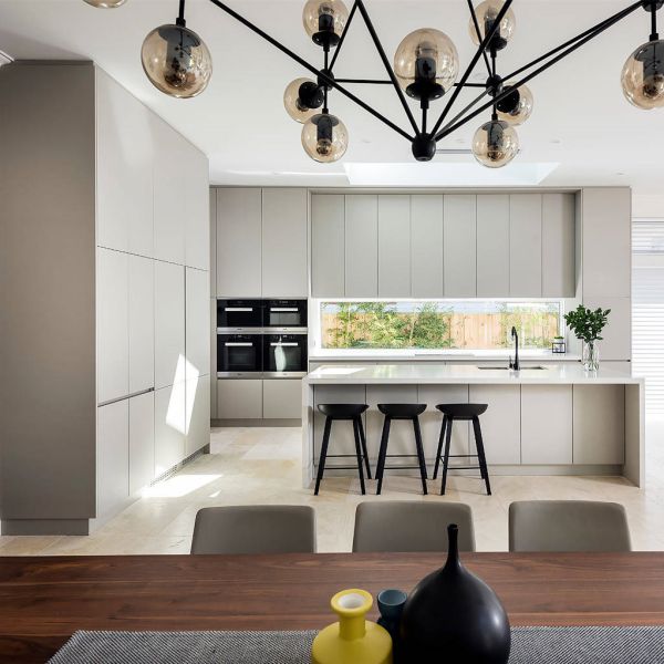 20mm Thick Lacquer Kitchen Cabinet With Range Hood Dishwasher