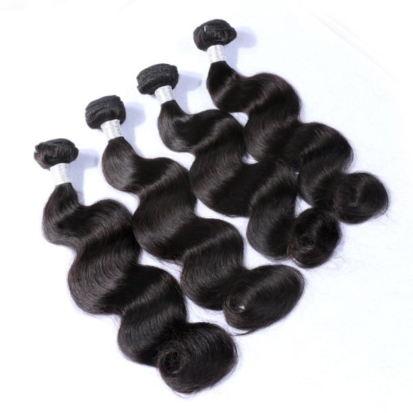 Natural Black Peruvian Human Hair Body Wave 100% Original Virgin Hair Wefts