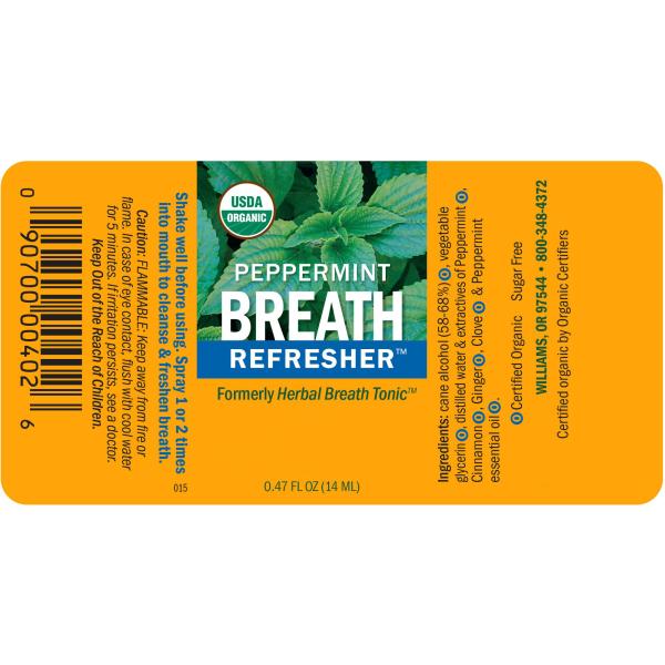 14ml Breath Refresher Certified Organic Herbal Fresh Breath Spray Peppermint