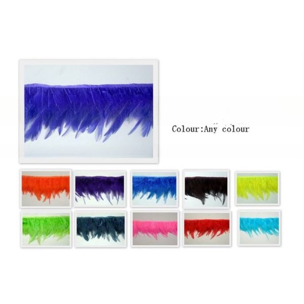 4-6 Inch Saddle Hackle Feather Fringe Trim With Satin Ribbon Tapes 1 Yard/Meter